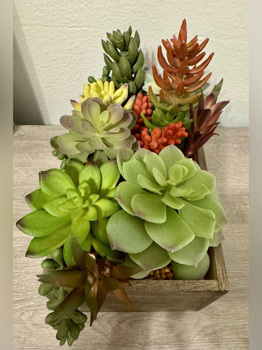Better Homes & Gardens Faux Succulent Arrangement in a Wooden Box (9.75 x 6.5 in